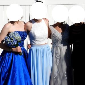 2 Piece Prom Dress Crop Top